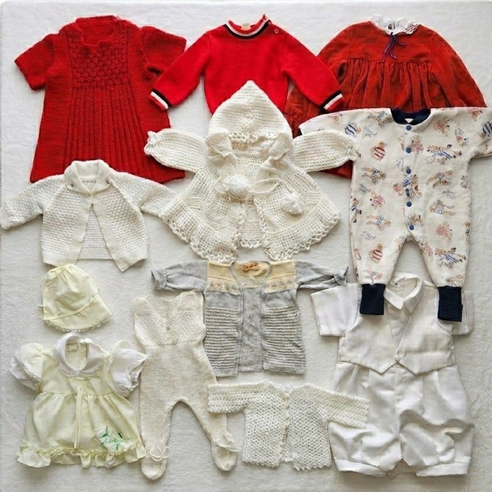 Vintage Baby Clothing Bundle Reseller Lot Infant Knit Crochet Velvet Formal